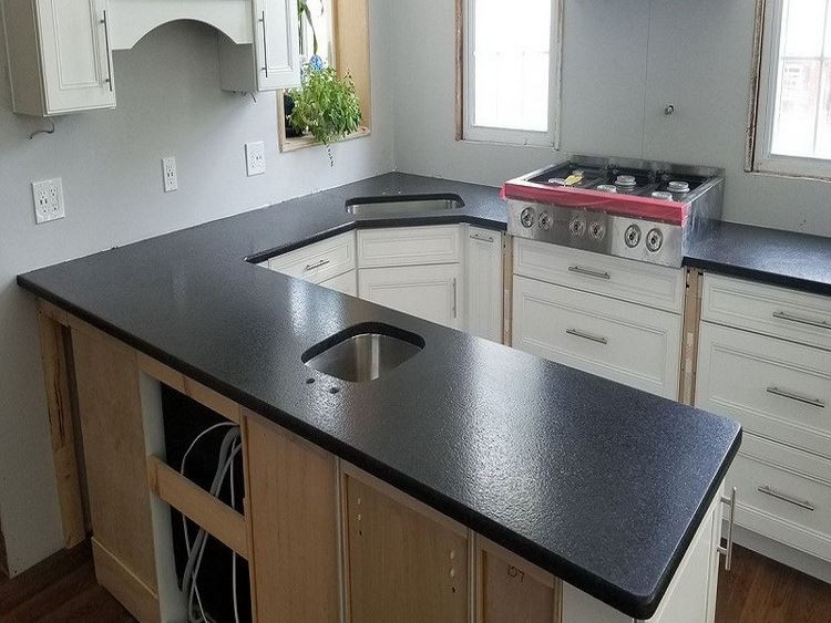 Black Angola Granite Leather Finish for Kitchen Tops