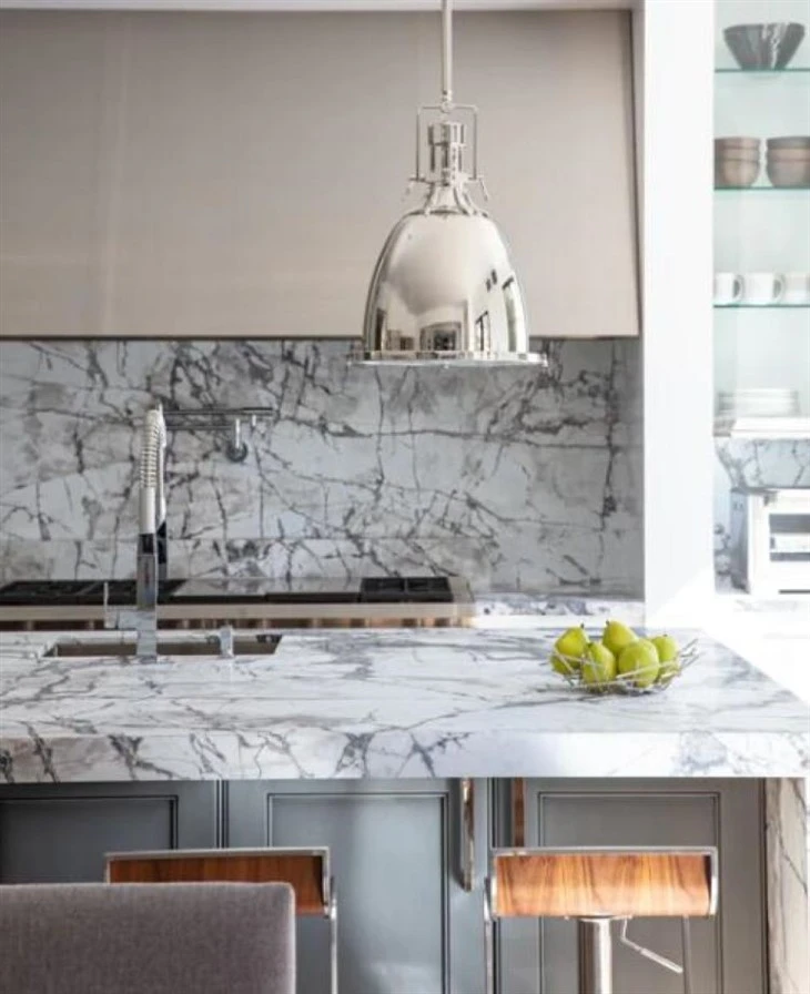 Invisible Grey Marble kitchen countertop wall